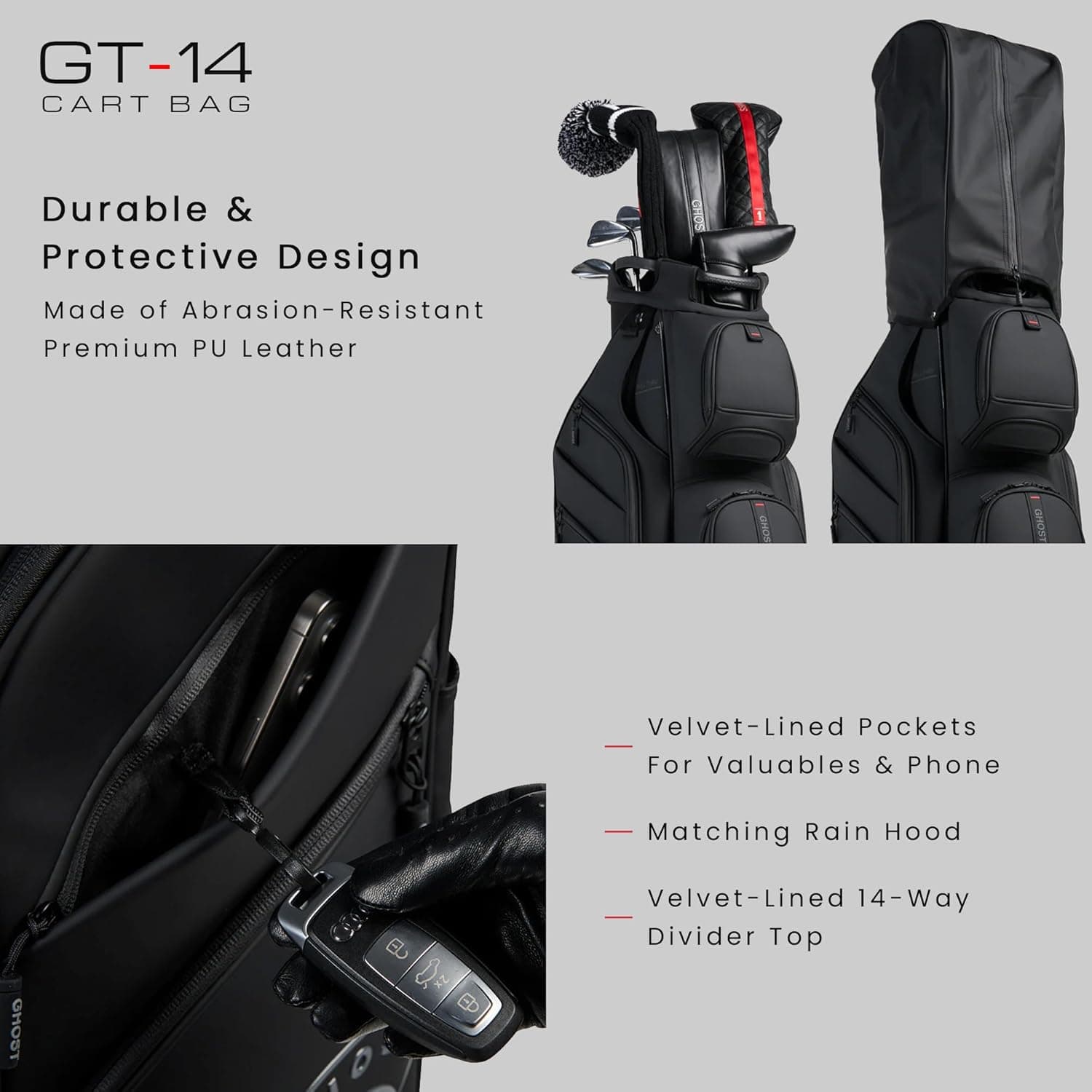Ghost Golf GT-14 Cart Bag - Top View Dividers