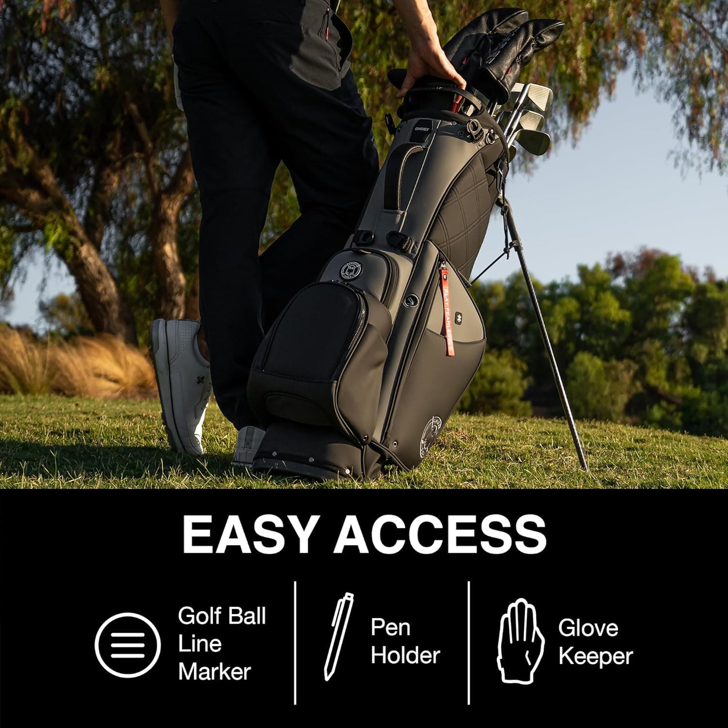 Ghost Golf Stand Bag 7-Way Kovert - pockets detail