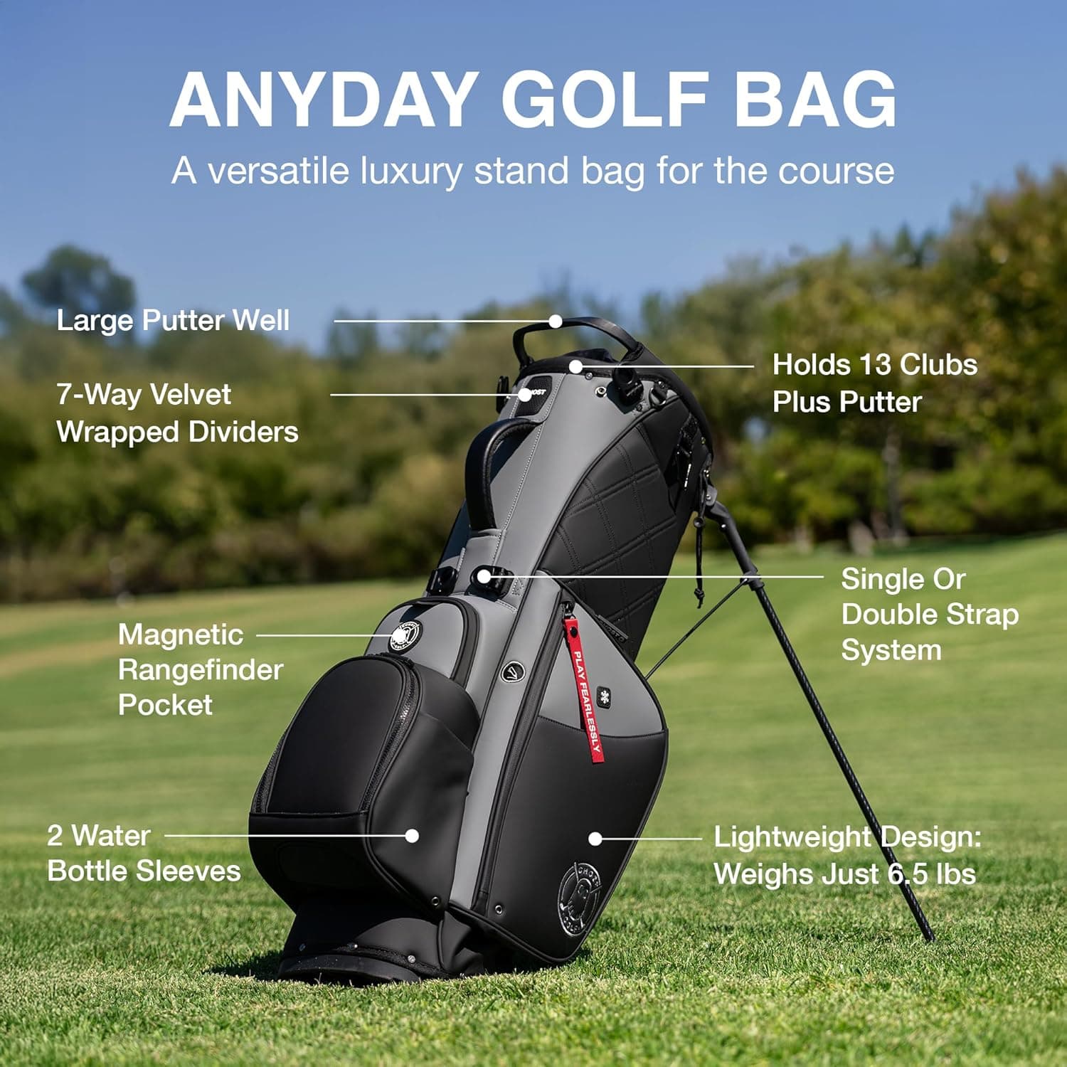 Ghost Golf Stand Bag - Lightweight 7-Way Dividers (Anyday Series) - Kovert